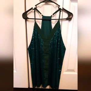 Green sequin tank top